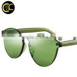 2016 Wholesale Rimless Sunglasses Women Brand Designer Cat Eye Shades Round Sun Glasses Eyewear Integrated Lens UV400 CC0566 Quality Choice thumbnail-1