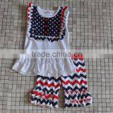 2016 Wholesale Toddler Girls Chevron Star Polka Dot Child Sleeveless 4th of July Boutique Sets thumbnail-3