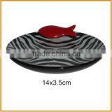 Popular Round Ceramic Pet Bowl Feeders With Fish for Cat Bowls Wholesale