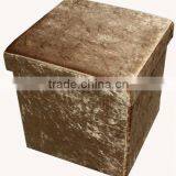 Luxury!! Gold Velvet Foldable Storage Ottoman thumbnail-1