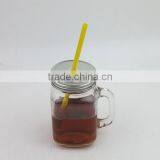 16oz Clear Glass Mason Jar With Silver Lid and Straws thumbnail-2