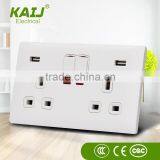 British Standard 13a Multi Double 3 Pin 2 Gang Wall Switch Socket With 2 Usb Outlet