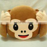High Quality Plush Stuffed Whatsapp Emoji Monkey Pillow Cute Animal Pillow