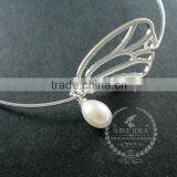 65mm Diameter One End Open 14K Light Gold,silver Butterfly Wing Fresh Water Pearl Charm Wiring Fashion Bangle Bracelet 6490056 thumbnail-4
