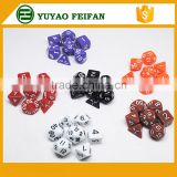 Colorful polyhedral dice in stock
