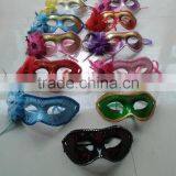 Party Mask With Flowers and Feathers Decoration Accessory