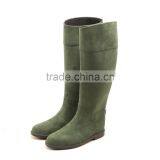 new design women lady tall height PU surface leather flock waterproof horse riding boot wellies wellington rain boots