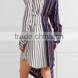 Plus Size Off-the-shoulder Asymmetric Striped Shirt With Long Sleeve thumbnail-2