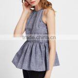 Wholesale Women Apparel Ruffle Spaghetti Strap Keyhole Back Linen Tank Top thumbnail-5