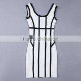 White And Black Striped 2014 New Ladies Mini Sexy Bodycon HL Bandage Dress Celebrity Style Dresses thumbnail-5