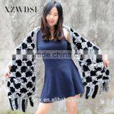 CX-B-65B Custom Black Frost Women Rabbit Fur Shawl For Sale thumbnail-5