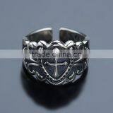 Yiwu Factory Direct Wholesale Retro Cool Punk Cross Ring Tai Silver Jewelry for Men thumbnail-5