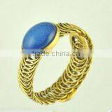 2016 Indian Gold Filled Bangles Unique Design Girls Indian Bangles Big Blue Gemstone Rings Chain Bangle thumbnail-1