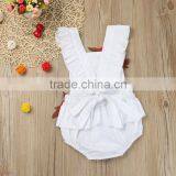 Rose Flower Decoration Cotton Fabric Handmade Baby Romper Flutter Jumpsuit thumbnail-2