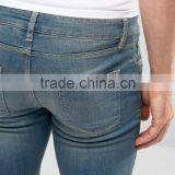 Super Skinny Denim Jeans Distressed Denim Pants With Knee Rips thumbnail-3