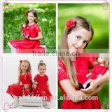 Doll And Me Red Christmas Dress Girls Lace Short Sleeve Dress thumbnail-1