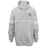 2016 New Customized Wholesale Shiny Black 100% Polyester Satin Grey Zip Hoodie thumbnail-2