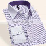 Classic High Quaity Striped Mens Matched Different Collar and Cuff Shirt for Oem thumbnail-1