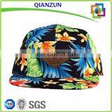 Leather Back Strap Print Pattern Hat Custom Logo 5 Panel Hat Wholesale thumbnail-3