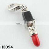 Custom Popular Gold / Silver Plating Cute 3D Red Enamel Lipstick Pendant Charms for Girls thumbnail-2