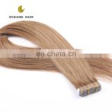 colored double drawn tape in hair extension customized hair product