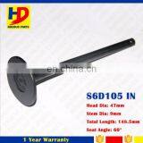 S6D105 Diesel Engine Intake Valve IN Inlet Exhaust Outlet EX Excavator Parts