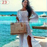 50styles Crochet White Knitted Beach Cover up Dress Tunic Long Pareos Bikinis Cover Ups Swim Cover up Robe Plage Beachwear thumbnail-2