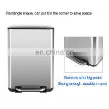 Modern Luxury Design Stainless Steel 12L Soft Close Pedal Waste Bins Rectangular Pedal Dustbin Home Kitchen Large Trash Can thumbnail-2