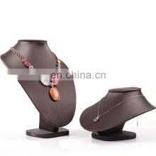Cheap Brushed Pu Leather Model Neck Necklace Display Stand Jewelry Pendant Frame Window Necklace Bust Jewelry Display Props thumbnail-4