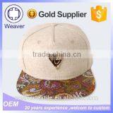 Plain 5 Panel Cap Custom Australian Snapback Cap With Paisley Print Fabric Brim thumbnail-1