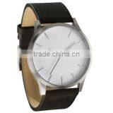 Stylish Jewelry Stainless Steel Blue Second Hand Tan Leather Strap Black Face Watch thumbnail-6