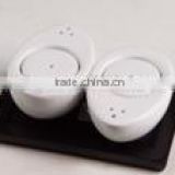 White color porcelain salt & pepper set with tray JX-SP517