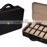 Elegant 10 Piece Black Leather Portable Watch Box thumbnail-1