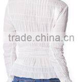 2016 Hot Sale Pleated White Autumn Ladies Blouse Designs thumbnail-4
