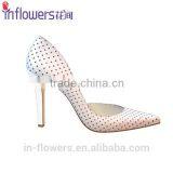 White Leather Side Cut Pointed Toe Ladies High Heels thumbnail-2