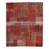 Handmade Turkish Carpet - Orange Patchwork Rug (9.8 x 8.2 Feet)