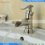 Nickel Brushed Deck Mounted Single Handle Single Hole Bathroom Waterfall Basin Mixer thumbnail-1