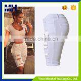 Personality Hole Fashion Street Snap Slim Big Yards of White Jeans Shorts thumbnail-2