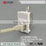 LY-FP202-C6A 25*38MM UK STP Network Faceplate RJ45 Faceplate