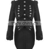 Black Womens Military Coat Jacket Black Tailcoat Gothic VTG Steampunk thumbnail-1