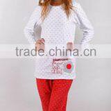 Kevince Polar Fleece Pyjamas Set Woman Pajama White Red Dots 1000pcs up OEM Factory Directly thumbnail-1