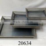 Square Iron Serving Tray With Silver Finish