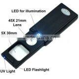 2013 New Mini Illuminated 5X - 45X Jewelers Loupe 30 21mm Magnifier With LED & UV Lights