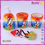 Hand Painting Tower Design Ceramic Bathroom Accessory Set thumbnail-1