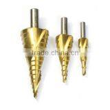 3pcs/set HSS Step Drill Bit Set Metric Spiral Flute Core Drill Bit Titanium Coated Cone Step Drill Bit Set Hole Cutter Round thumbnail-3