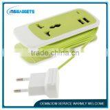 EU Plug Colorful 3 in 1 Dual USB Universal Power Socket thumbnail-1