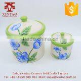 Gifts and Craft Ceramic Storage Containers Jars Canister Set White With Flower thumbnail-6