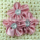 Handmade Satin Flower With Rhinestone Center for Kids Hair Accessories thumbnail-5