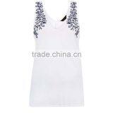2016 Latest Women Deep V Neckline Sleeveless Embroidered Design Vest HST9314 thumbnail-4