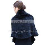 CX-B-M-21 Good Quality Fashion Cape Poncho/ Knitted Mink Fur Shawl thumbnail-2